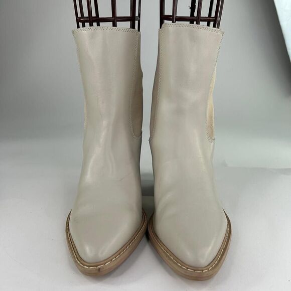 Crown Vintage Pimmy Bootie Women's US 8.5 M Beige Leather Heels Chelsea Boots - Picture 2 of 15